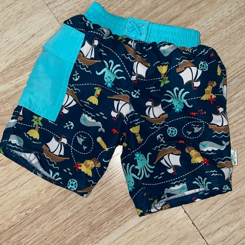 Green Sprouts Swimming Trunks for baby boy.
